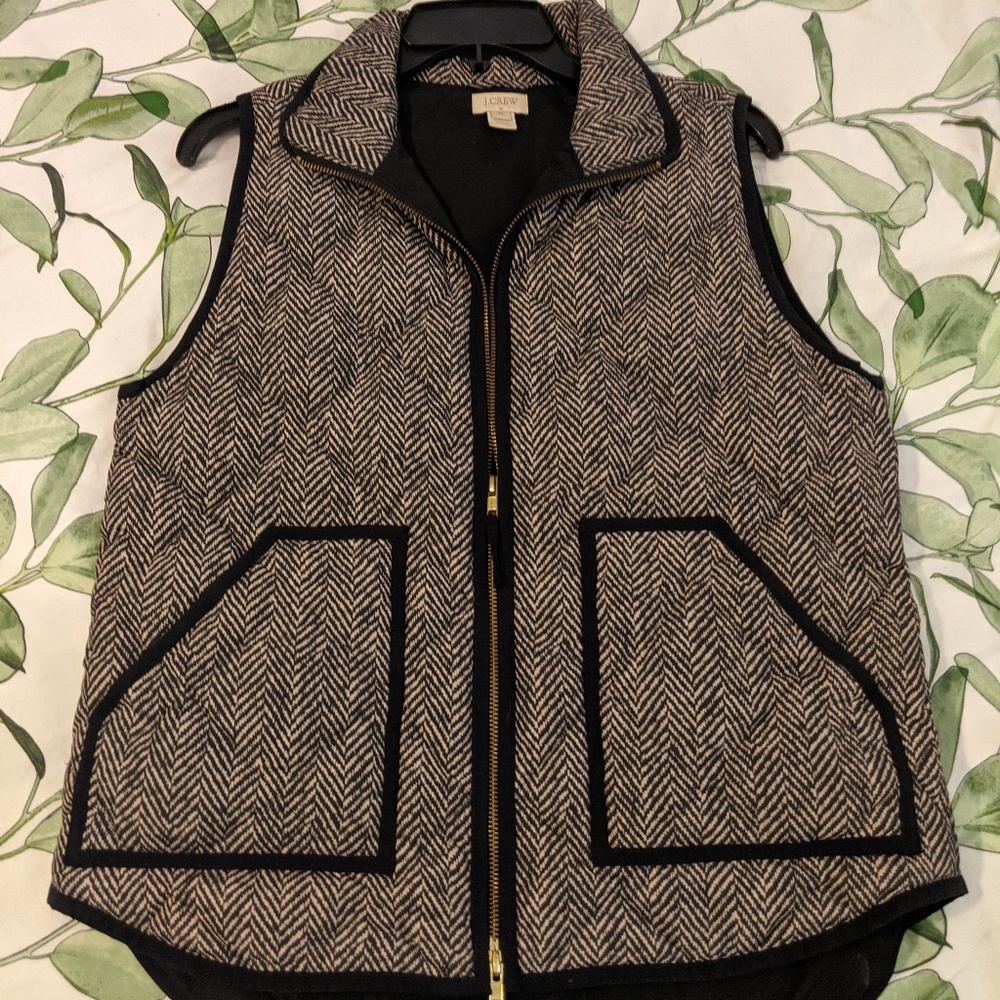 J. Crew Herringbone Puffer Vest Medium
